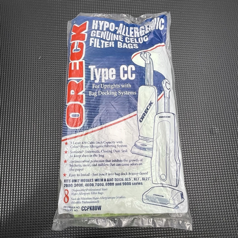 7 Oreck Vacuum Bags Type CC Hypo Allergenic XL CCPK8DW Fits XL5, XL7, XL21  Read